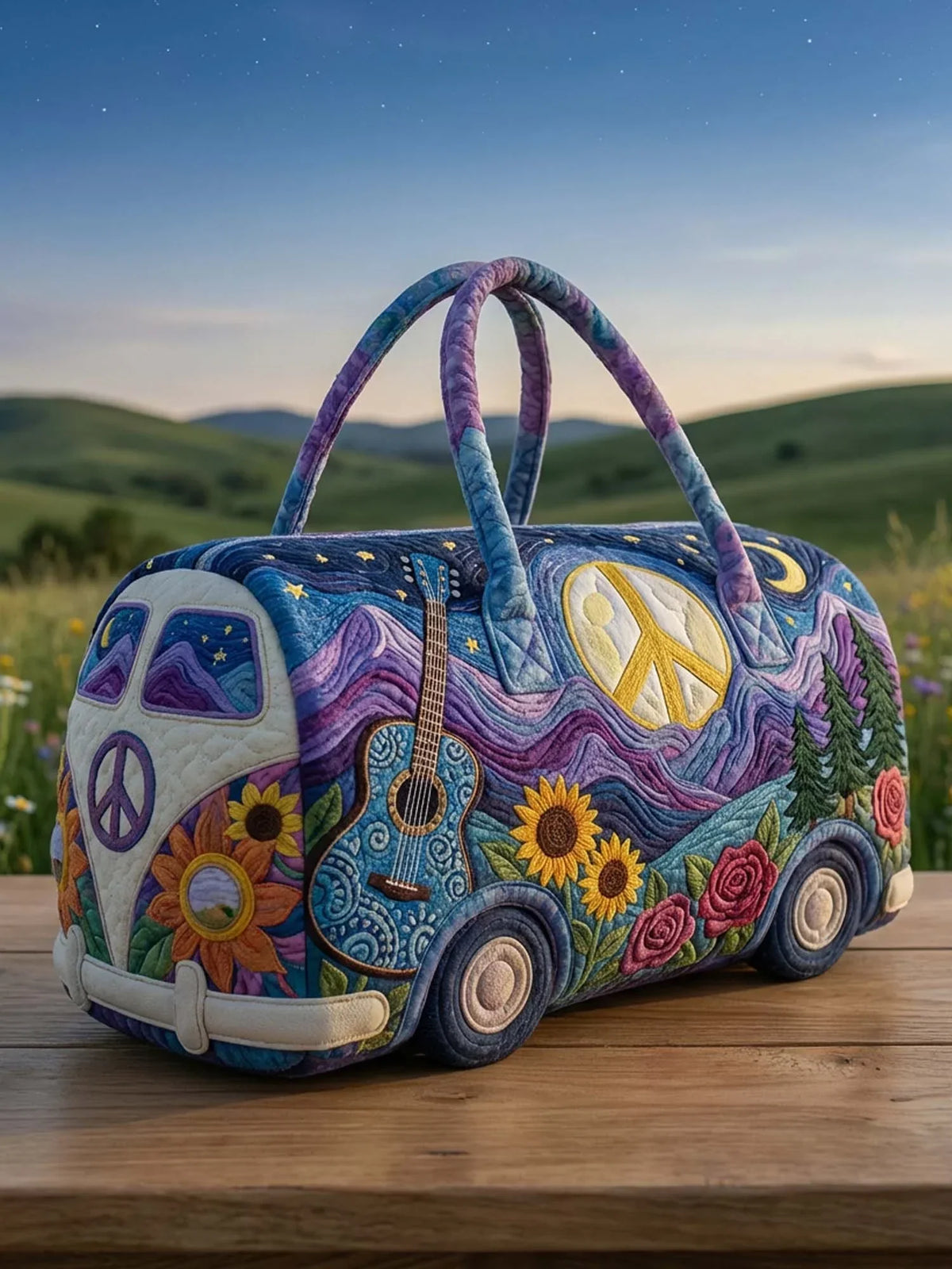 Hippie Music Quilted Travel Bag
