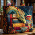 Ambachtelijke Tas - Lezende Draak met Boeken en Kopjes