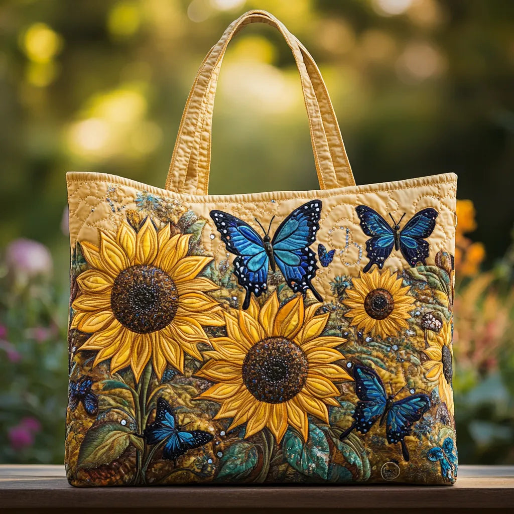 Ambachtelijke Tas - Zonnebloemen en Blauwe Vlinders