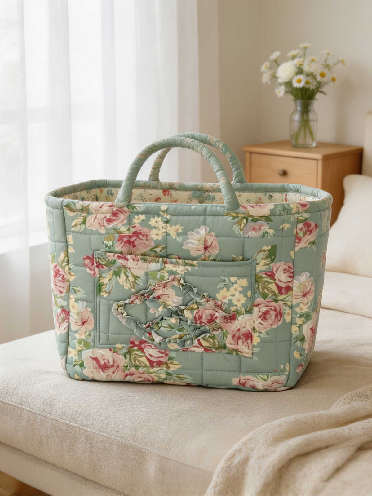 Pastoral Floral Travel Storage Laundry Basket