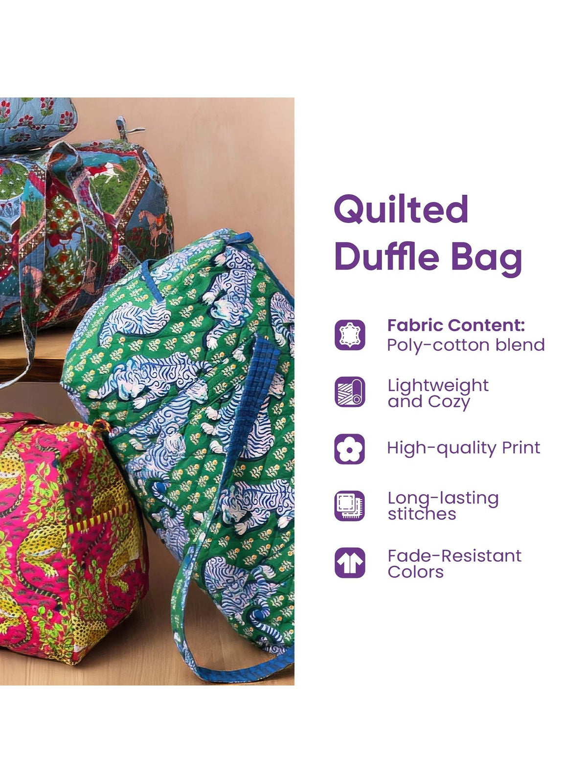 Hippie Style STAY WILD Quilted Travel Bag