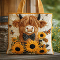 Gewatteerde Tas - Highland Koe met Zonnebloemen