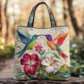 Gewatteerde Tas - Kolibrie en Witte Bloemen