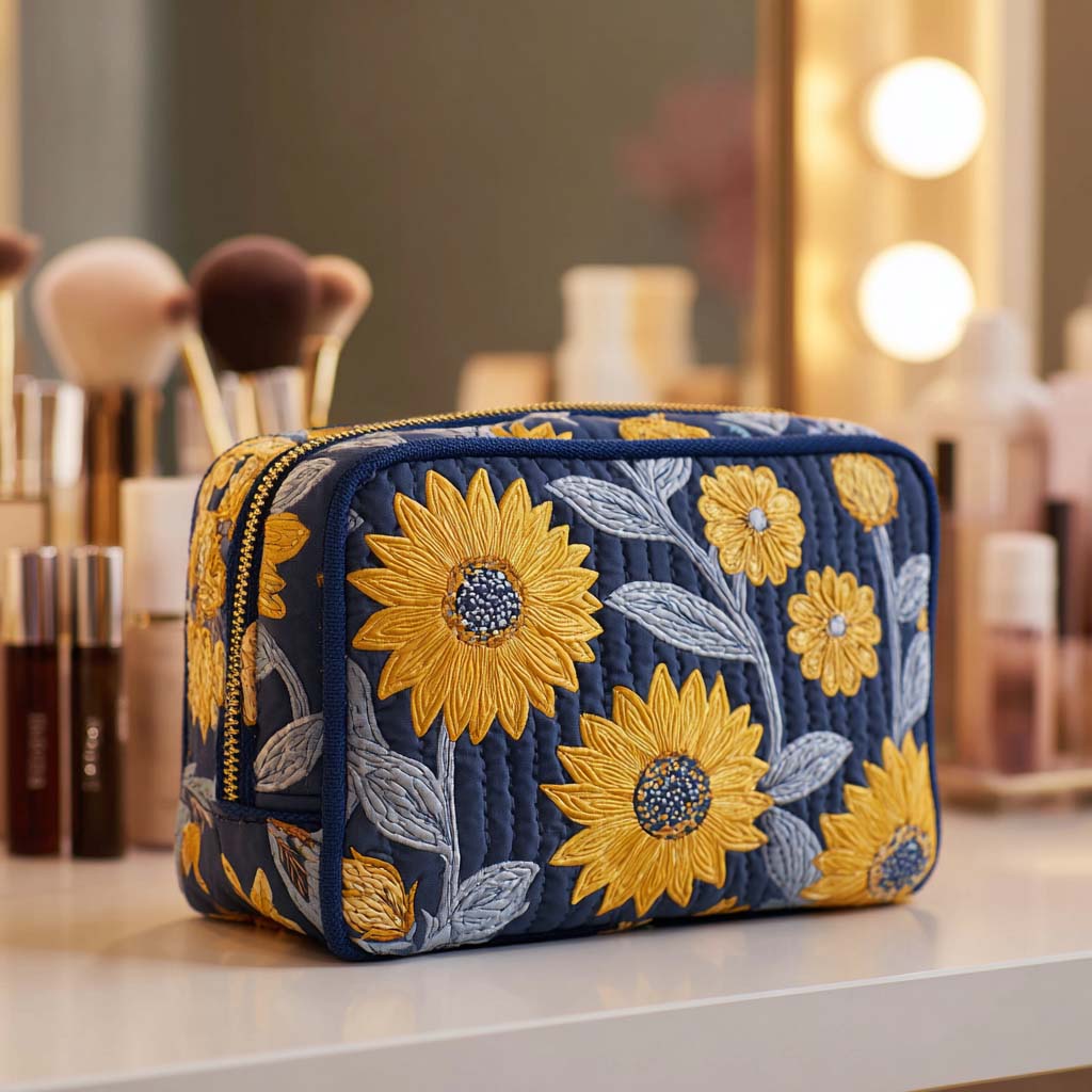 Radiant Bloom Quilted Makeup Bag