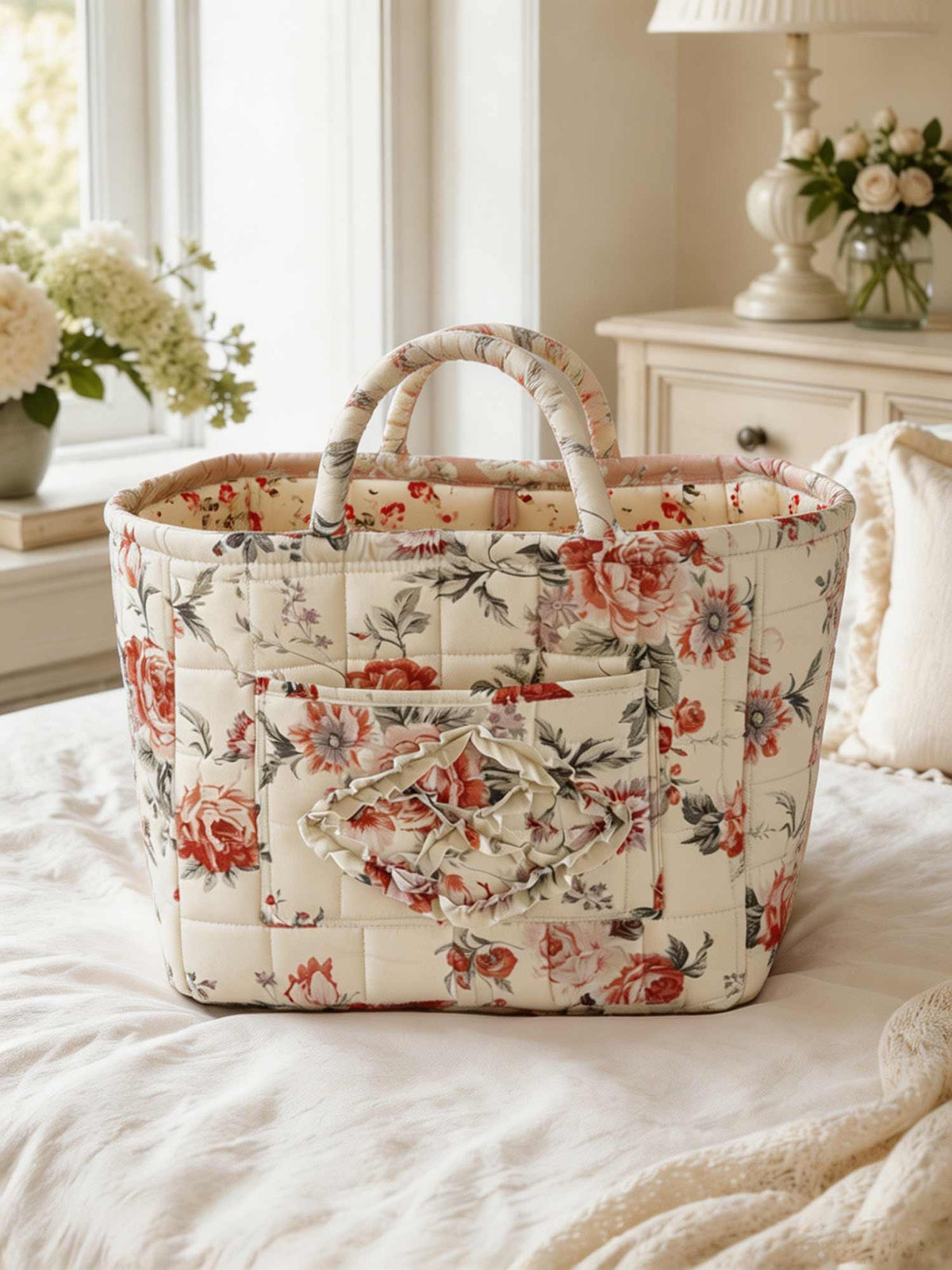 Portable Floral Laundry Basket