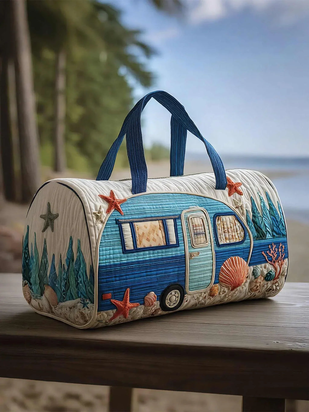 Seaside trailer quilted travel bag