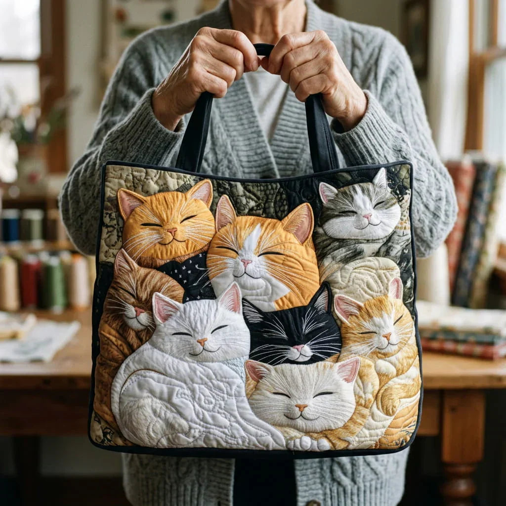 Gewatteerde Ambachtelijke Tas - Slapende Kittens