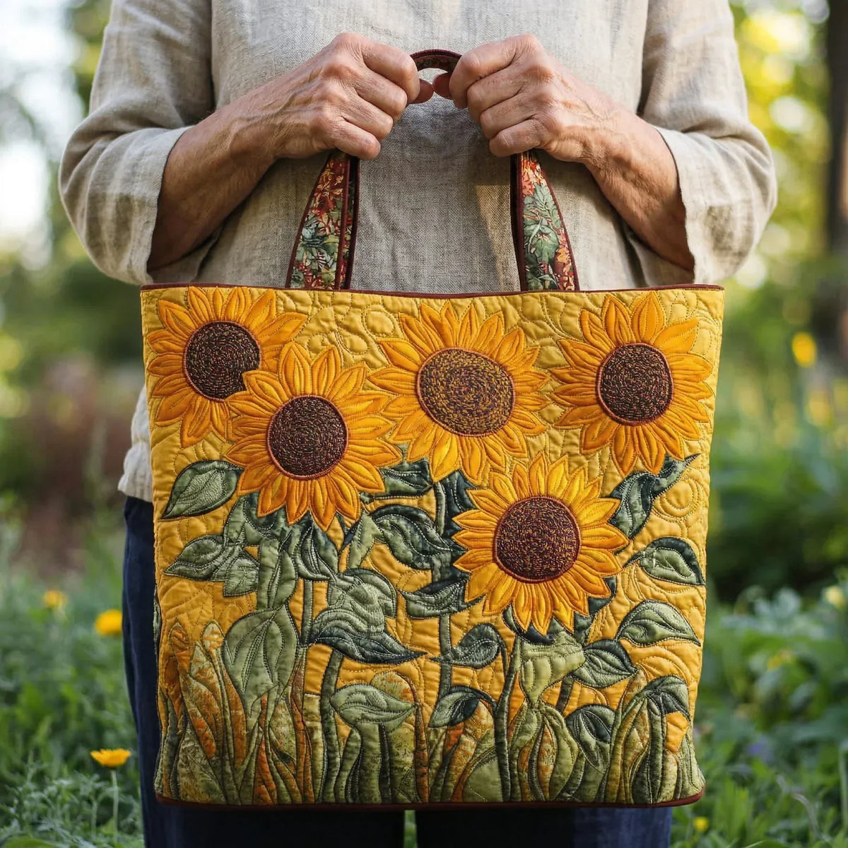 Klassieke Gewatteerde Tas - Zonnebloemen