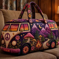 Hippie Van Personalized Quilted Tote Bag